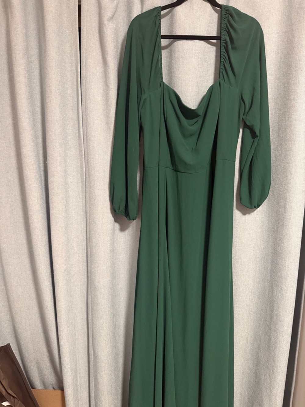 David's Bridal Deep Green Cowl Neck Maxi Dress